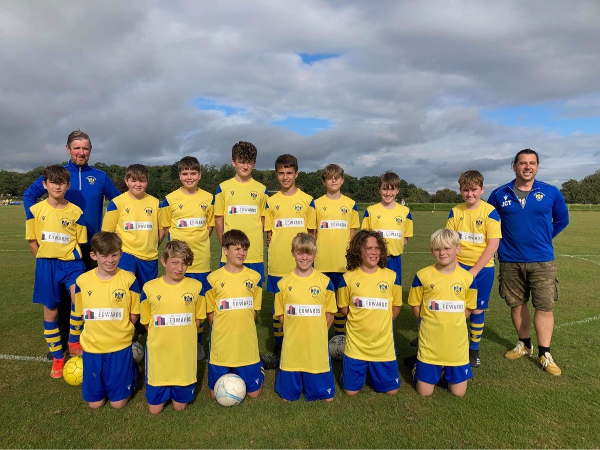 Oswestry Boys Club under-13 squad in their new kit sponsored by Dennis Edwards Homes